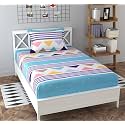 Dahlia Elastic Fitted Glace Cotton Single Bed (72x48x Upto 6 Inches) Bedsheet for Kids with 1 Pillow Covers-200TC (Triangle, Multi Color)