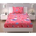 Dahlia Elastic Fitted Glace Cotton Single Bed (72x48x Upto 6 Inches) Bedsheet with 1 Pillow Covers-200TC (Striped, Blackcolor)