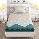 Dahlia Elastic Fitted Glace Cotton Single Bed (72x48x Upto 6 Inches) Bedsheet with 1 Pillow Covers-200TC (Pastel Green Color)