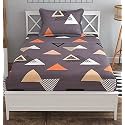 Dahlia Elastic Fitted Glace Cotton Single Bed (72x48x Upto 6 Inches) Bedsheet with 1 Pillow Covers-200TC (Triangle, WineColor)