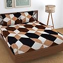 Dahlia Fleece Fitted Warm bedsheets for Double Bed (72x78x Upto 8 Inches) with 2 Pillow Covers (Football, Brown Color)