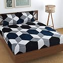 Dahlia Fleece Fitted Warm bedsheets for Double Bed (72x78x upto 8 Inches) with 2 Pillow Covers (Football, Blue Color)