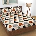 Dahlia Fleece Fitted Warm bedsheets for Double Bed (72x78x Upto 8 Inches) with 2 Pillow Covers (Triangle, Brown Color)