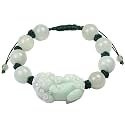 Dahlia Fortune Pixiu Jade Bracelet, Real Grade A Certified Burma Jadeite Bead Pi Yao Wristlet, Adjustable Cord