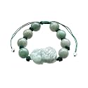 Dahlia Fortune Pixiu Jade Bracelet, Real Grade A Certified Burma Jadeite Bead Pi Yao Wristlet, Adjustable Cord