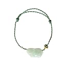 Dahlia Fortune Pixiu Jade Bracelet, Real Grade A Certified Burma Jadeite Bead Pi Yao Wristlet, Adjustable Cord