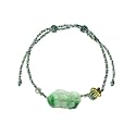 Dahlia Fortune Pixiu Jade Bracelet, Real Grade A Certified Burma Jadeite Bead Pi Yao Wristlet, Adjustable Cord