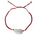 Dahlia Fortune Pixiu Jade Bracelet, Real Grade A Certified Burma Jadeite Bead Pi Yao Wristlet, Adjustable Cord