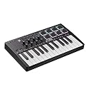 DaierTek Midi Keyboard Controller 25 Key Portable Mini Bluetooth &amp; USB Midi Piano with 8 Backlit Drum Pad, 8 Knobs and Music Production Software for Computer Recording, Music Production