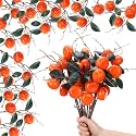 Daifunli 16 Pcs Artificial Orange Branches 17.72 Inch Simulation Fake Tangerine Branches Lifelike Faux Oranges Stem with Fruit Fake Greenery for Vase Home Office Party Indoor DIY Decor (2 Oranges)
