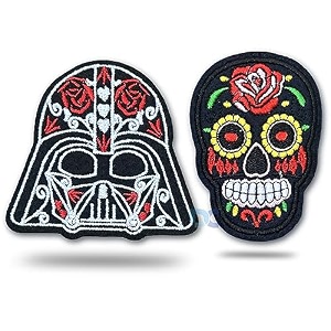daily crafts 2 pcs embroidered patch iron-on patch diy clothes sticker trim embellishments applique skull candy and star wars