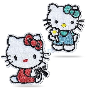 daily crafts 2 pcs kitty embroidered patch iron-on patch diy clothes sticker trim embellishments applique