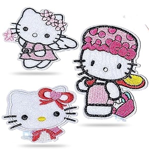daily crafts 3 pcs embroidered patch iron-on patch diy clothes sticker trim embellishments applique hello kitty
