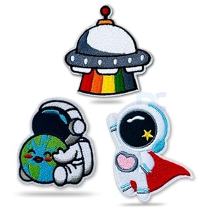 3 pcs embroidered patch iron-on patch diy clothes sticker trim embellishments applique astronaut combo