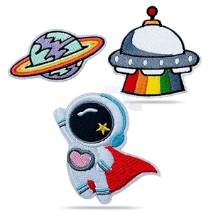 3 pcs embroidered patch iron-on patch diy clothes sticker trim embellishments applique astronaut space combo