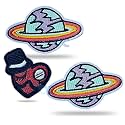 Daily Crafts 3 pcs Space Themed Embroidered Patch, Iron-on Patch DIY Clothes Sticker Trim Embellishments Applique
