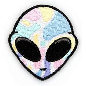 embroidered patch iron-on patch diy clothes sticker trim embellishments applique pastel colored alien head