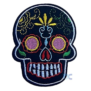 daily crafts embroidered patch iron-on patch diy clothes sticker trim embellishments applique tribal skull with tattoo