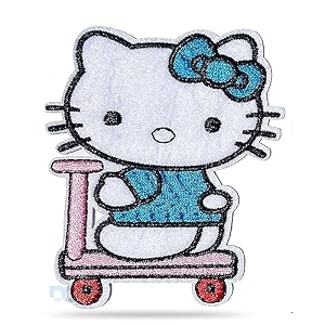 daily crafts embroidered patch iron-on patch diy clothes sticker trim embellishments applique cat on a scooter