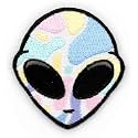 Embroidered Patch, Iron-on Patch DIY Clothes Sticker Trim Embellishments Applique| Pastel Colored Alien Head