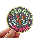 1 pc Single Circle Go Green Pedal Power Embroidered Patch, Iron-on Patch DIY Clothes Sticker Trim Embellishments Applique
