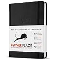 Daily Planner, Calendar & Life Organizer to Improve Time-Management, Productivity & Happiness | Vegan Leather Hardcover Notebook with Blank Dates, Undated 6 Months Hourly Planner for Men & Women, 24 Hour Agenda (B