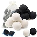 Daily Treasures 2.75"Wool Dryer Balls 12 Pack-Organic Wool Laundry Balls for Dryer,Natural Fabric Softener for Sensitive Skin,Reusable Laundry Dryer Balls Reduce Wrinkles&Drying Time(White & Black)