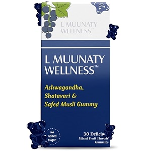 daily wellness ashwagandha gummies for men amp women  stress relief energy amp vitality support  mixed fruit flavor  no added sugar  vegan  gluten free  30 gummies  ashwagandha shatavari amp safed musli 30 2 60 gummy pack