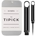 DAILYCARRYCO. TiPick Titanium Toothpick Holder - Portable Metal Travel Toothpick - Reusable EDC Micro Toothpick - Compact &amp; Convenient - Carry On-the-Go - Titanium Construction, Black