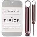 DAILYCARRYCO. TiPick Titanium Toothpick Holder - Portable Metal Travel Toothpick - Reusable EDC Micro Toothpick - Compact &amp; Convenient - Carry On-the-Go - Titanium Construction, Merlot