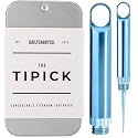 DAILYCARRYCO. TiPick Titanium Toothpick - Portable Metal Travel - Reusable EDC Micro Toothpick - Compact &amp; Convenient - Carry On-The-Go - Titanium Construction, Ice Blue