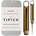DAILYCARRYCO. TiPick Titanium Toothpick - Portable Metal Travel &amp; Reusable EDC Micro Toothpick - Compact &amp; Convenient - Carry On-The-Go - Titanium Construction, Mocha