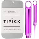 DAILYCARRYCO. TiPick Titanium Toothpick - Portable Metal Travel &amp; Reusable EDC Micro Toothpick - Compact &amp; Convenient - Carry On-The-Go - Titanium Construction, Magenta