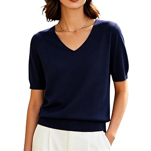 DAIMIDY Womens Short Sleeve Sweater V Neck