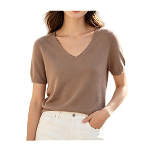 DAIMIDY Womens Short Sleeve Sweater V Neck
