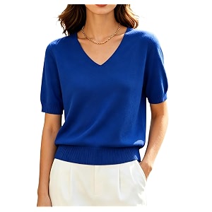 DAIMIDY Womens Short Sleeve Sweater V Neck