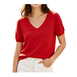 DAIMIDY Womens Short Sleeve Sweater V Neck