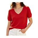 DAIMIDY Women39s Short Sleeve Sweater V Neck