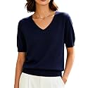 DAIMIDY Women39s Short Sleeve Sweater V Neck