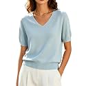 DAIMIDY Women39s Short Sleeve Sweater V Neck
