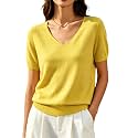DAIMIDY Women39s Short Sleeve Sweater V Neck