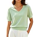 DAIMIDY Women39s Short Sleeve Sweater V Neck