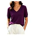 DAIMIDY Women39s Short Sleeve Sweater V Neck