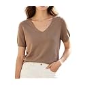 DAIMIDY Women39s Short Sleeve Sweater V Neck