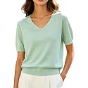 DAIMIDY Women39s Short Sleeve Sweater V Neck