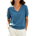 DAIMIDY Women39s Short Sleeve Sweater V Neck