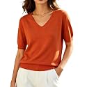 DAIMIDY Women39s Short Sleeve Sweater V Neck