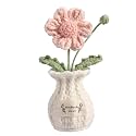 Daisy Crochet Flower Potted Plant – Pink, Handmade Knitted Desk Decor