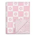 Daisy Minky Baby Blanket 30 x 40 Inches for Girls, Soft Plush Receiving Blanket with Dotted Back, Gift for Toddler Newborn Infant Christmas Birthday Baby Shower