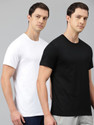 DAISY Solid Men Round Neck White Black